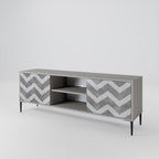 TOUGH ZIG ZAG 2-Door TV Stand in Grey Finish