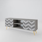 TOUGH ZIG ZAG 2-Door TV Stand in Grey Finish