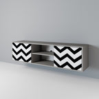 CLASSIC ZIG ZAG 2-Door TV Stand in Grey Finish