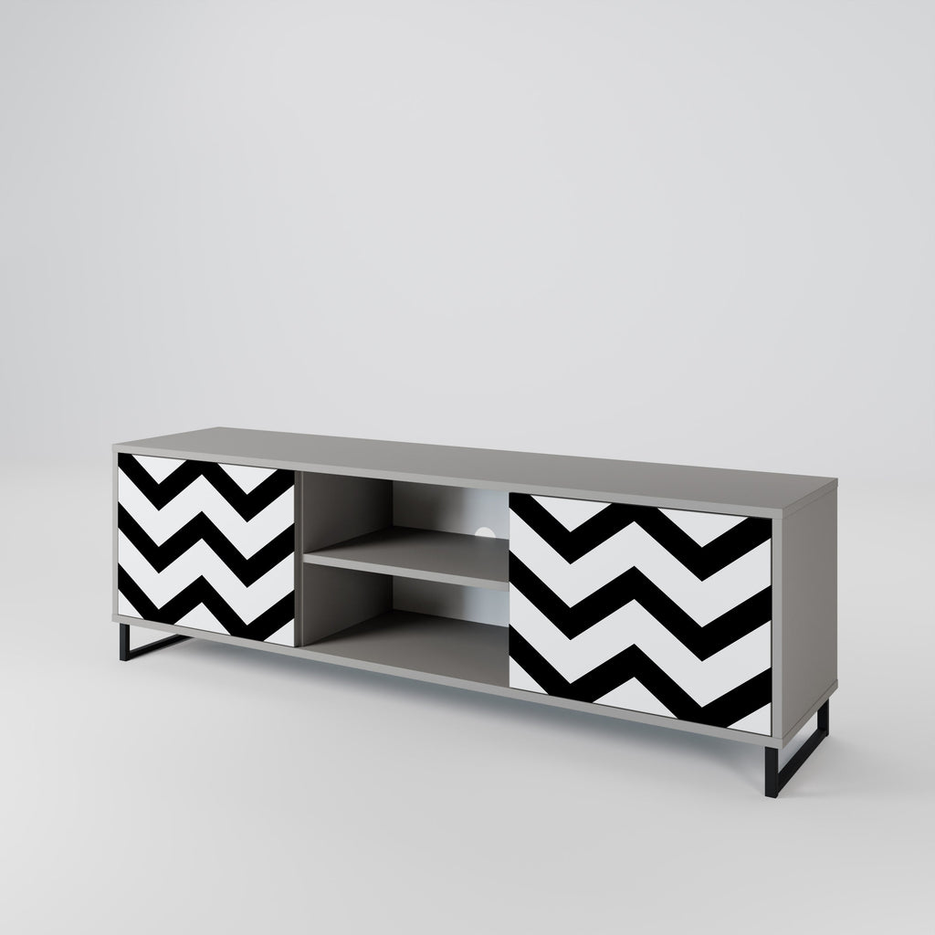 CLASSIC ZIG ZAG 2-Door TV Stand in Grey Finish