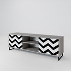 CLASSIC ZIG ZAG 2-Door TV Stand in Grey Finish
