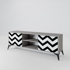 CLASSIC ZIG ZAG 2-Door TV Stand in Grey Finish