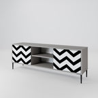 CLASSIC ZIG ZAG 2-Door TV Stand in Grey Finish