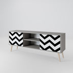 CLASSIC ZIG ZAG 2-Door TV Stand in Grey Finish