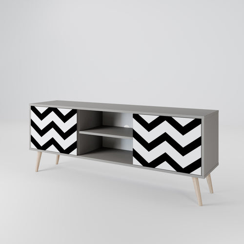CLASSIC ZIG ZAG 2-Door TV Stand in Grey Finish