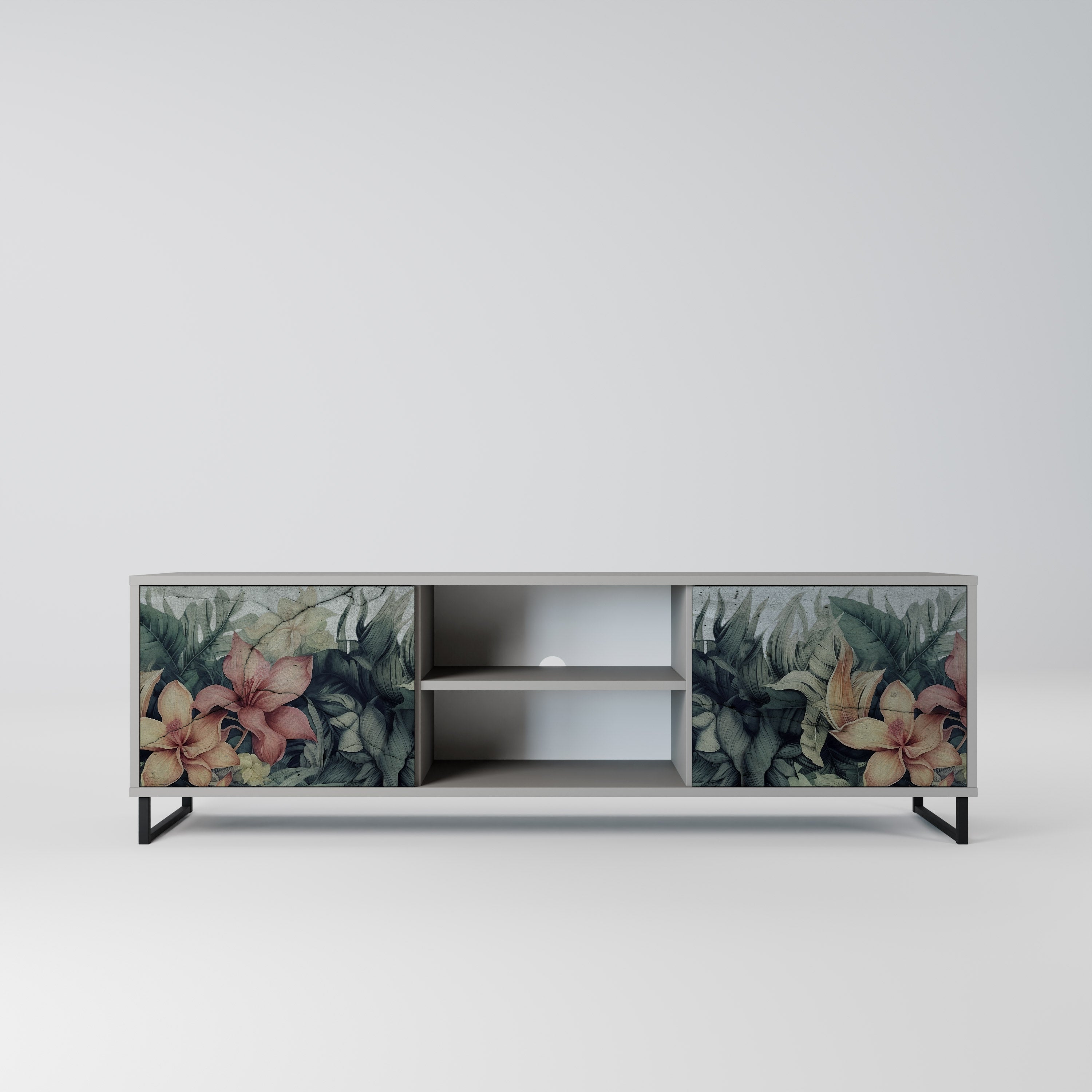 HEAVENLY BLOOM 2-Door TV Stand in Grey Finish