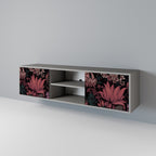 FLORAL WHISPER 2-Door TV Stand in Grey Finish