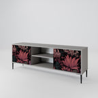 FLORAL WHISPER 2-Door TV Stand in Grey Finish