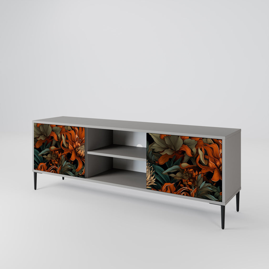 DAWN BLOOM 2-Door TV Stand in Grey Finish