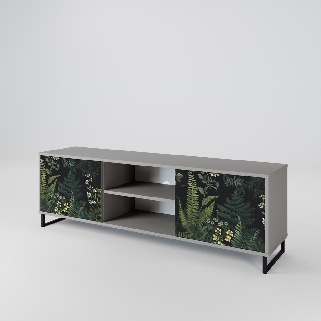 FERN FLOWERS 2-Door TV Stand in Grey Finish