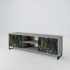 FERN FLOWERS 2-Door TV Stand in Grey Finish