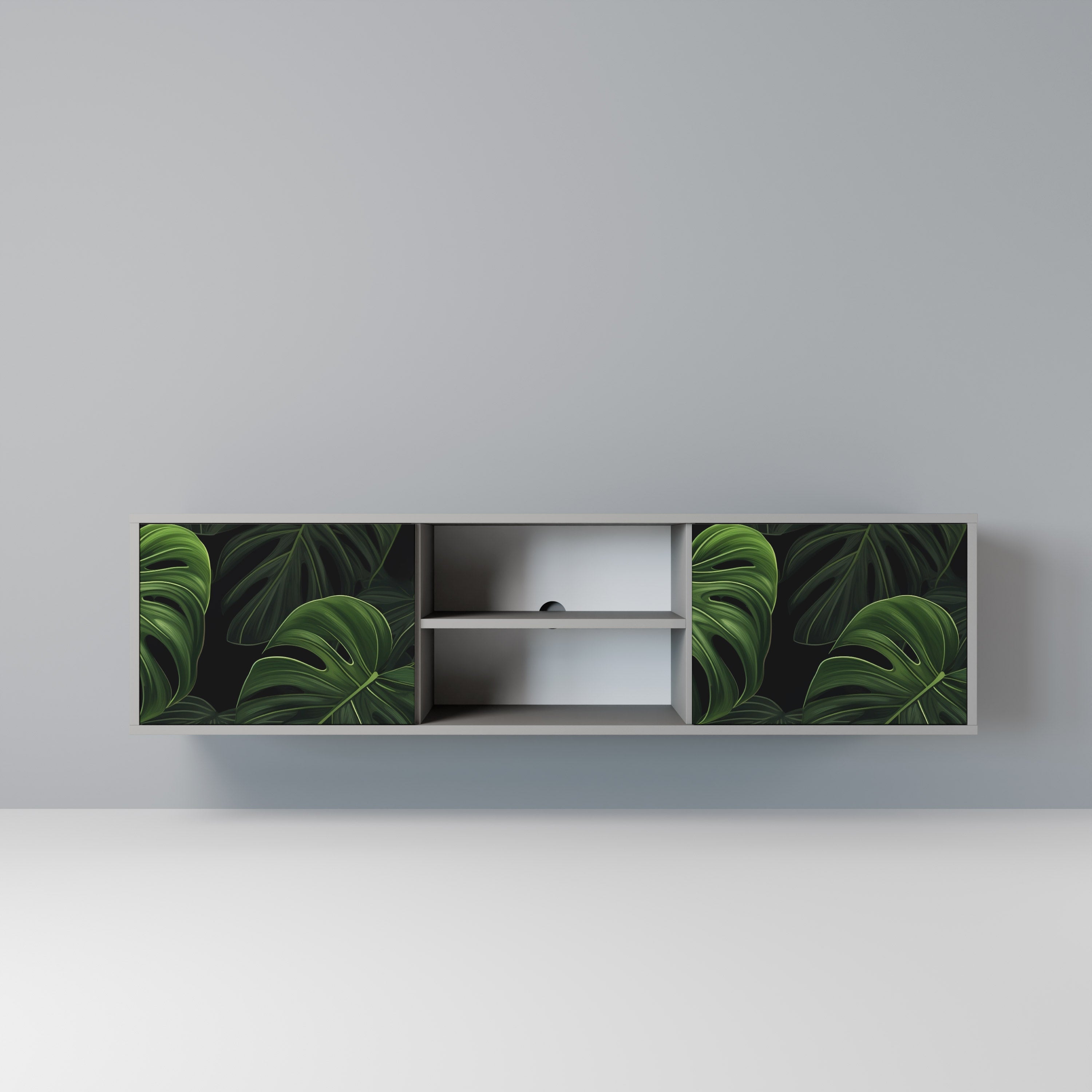 INFINITE MONSTERA 2-Door TV Stand in Grey Finish