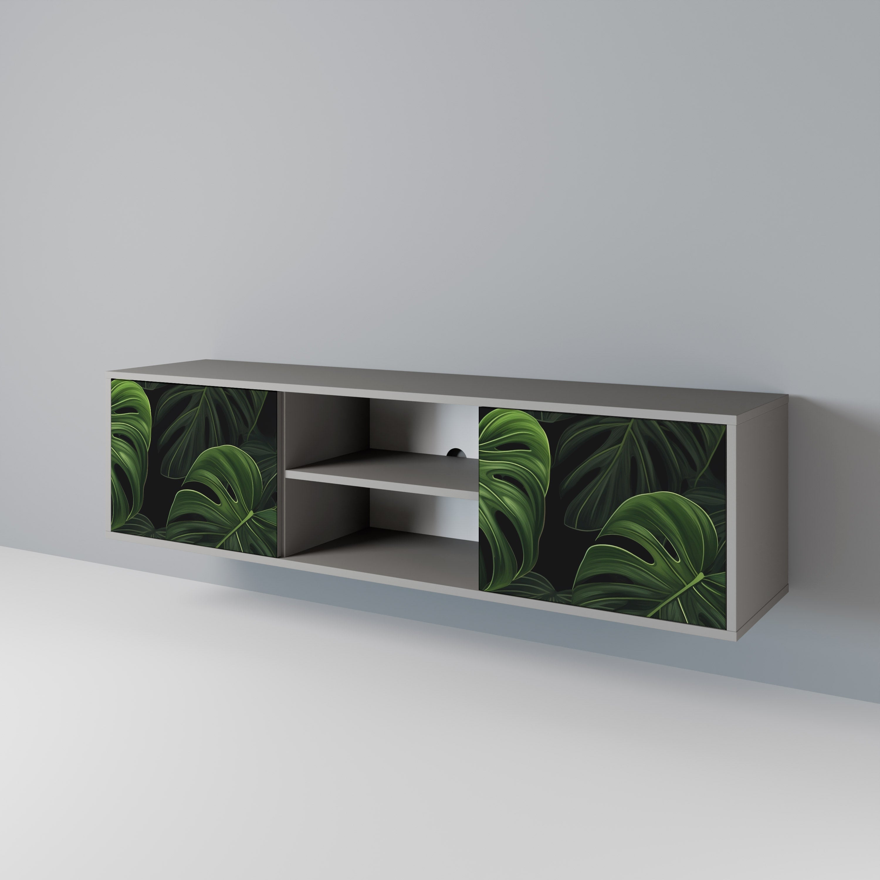 INFINITE MONSTERA 2-Door TV Stand in Grey Finish