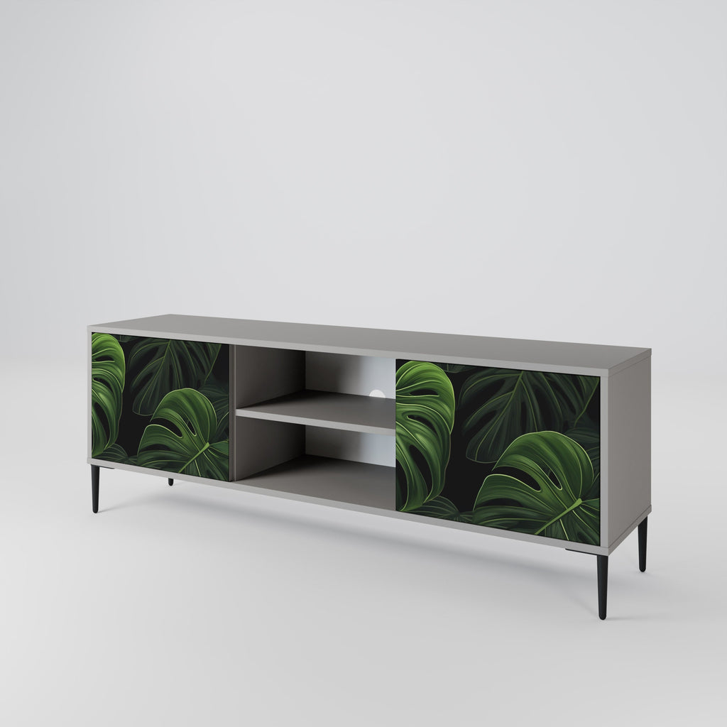 INFINITE MONSTERA 2-Door TV Stand in Grey Finish