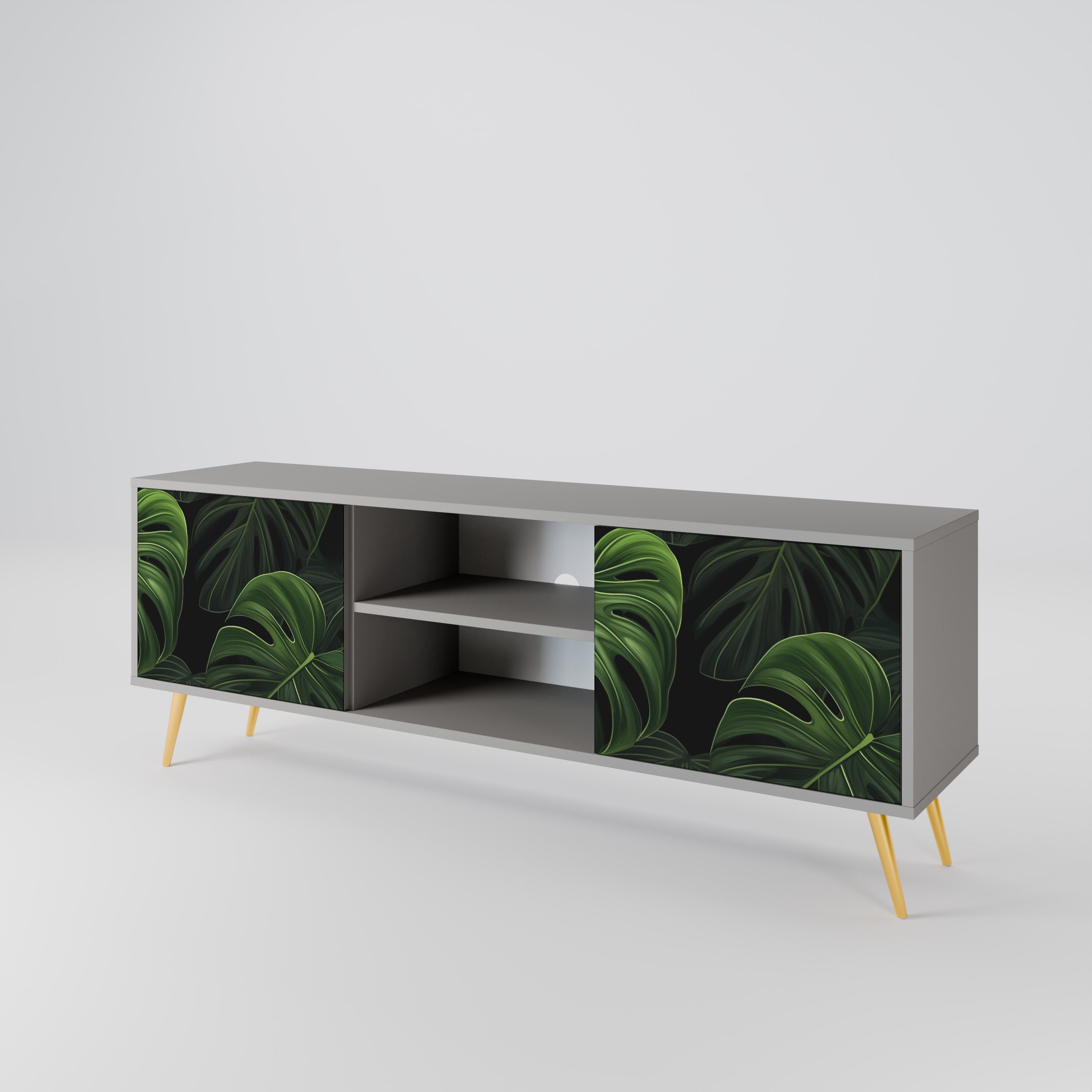 INFINITE MONSTERA 2-Door TV Stand in Grey Finish