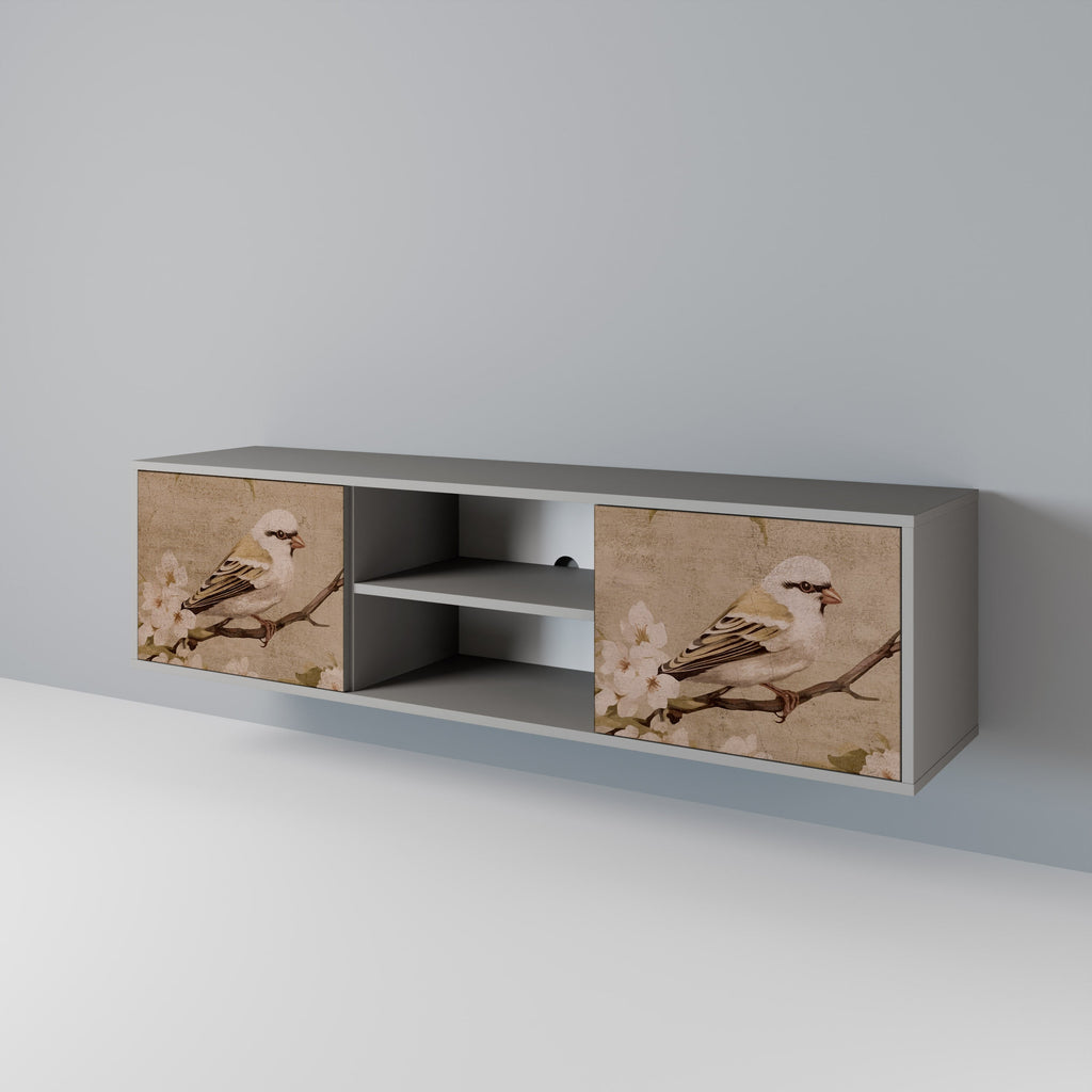 PETAL DISTINGUISH 2-Door TV Stand in Grey Finish