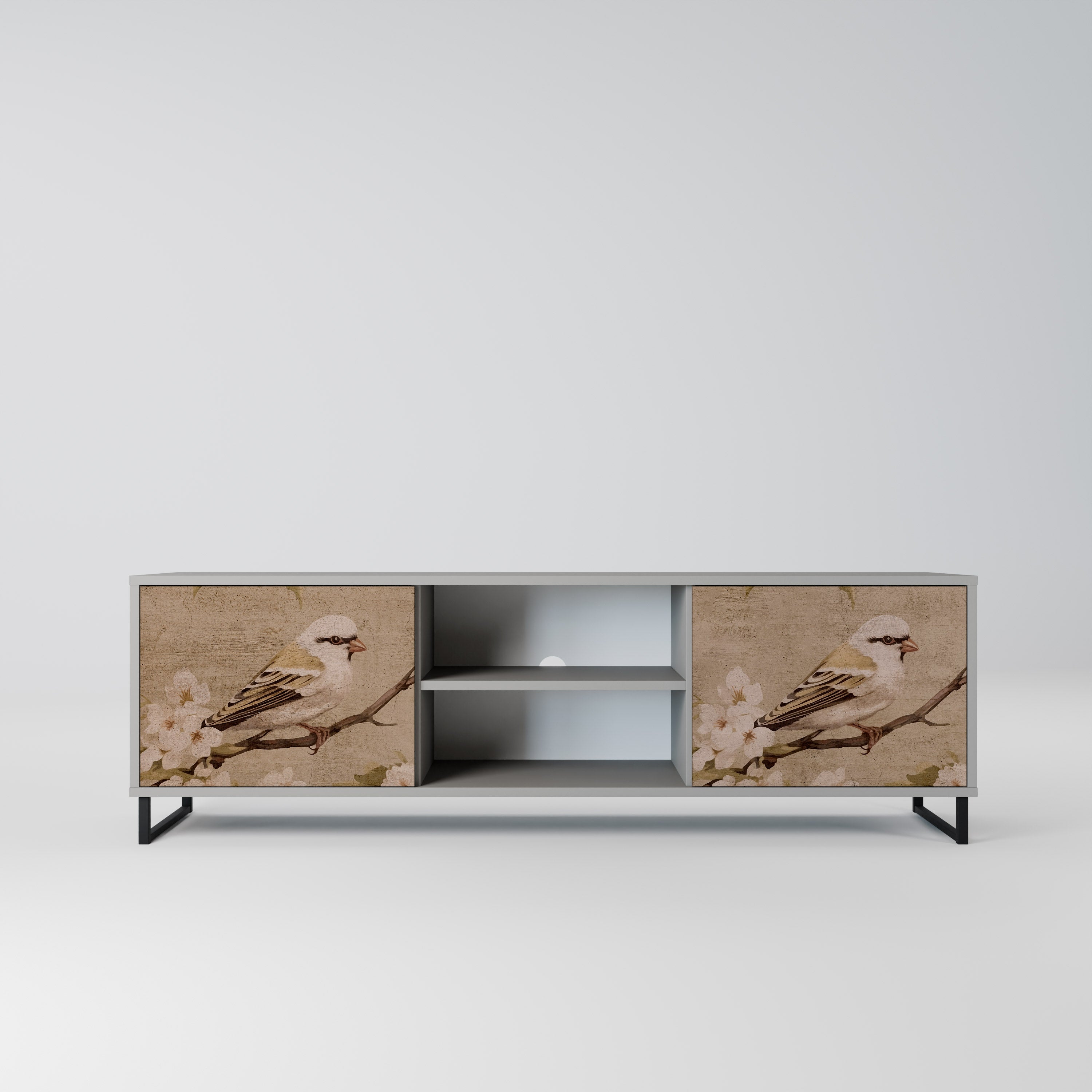 PETAL DISTINGUISH 2-Door TV Stand in Grey Finish