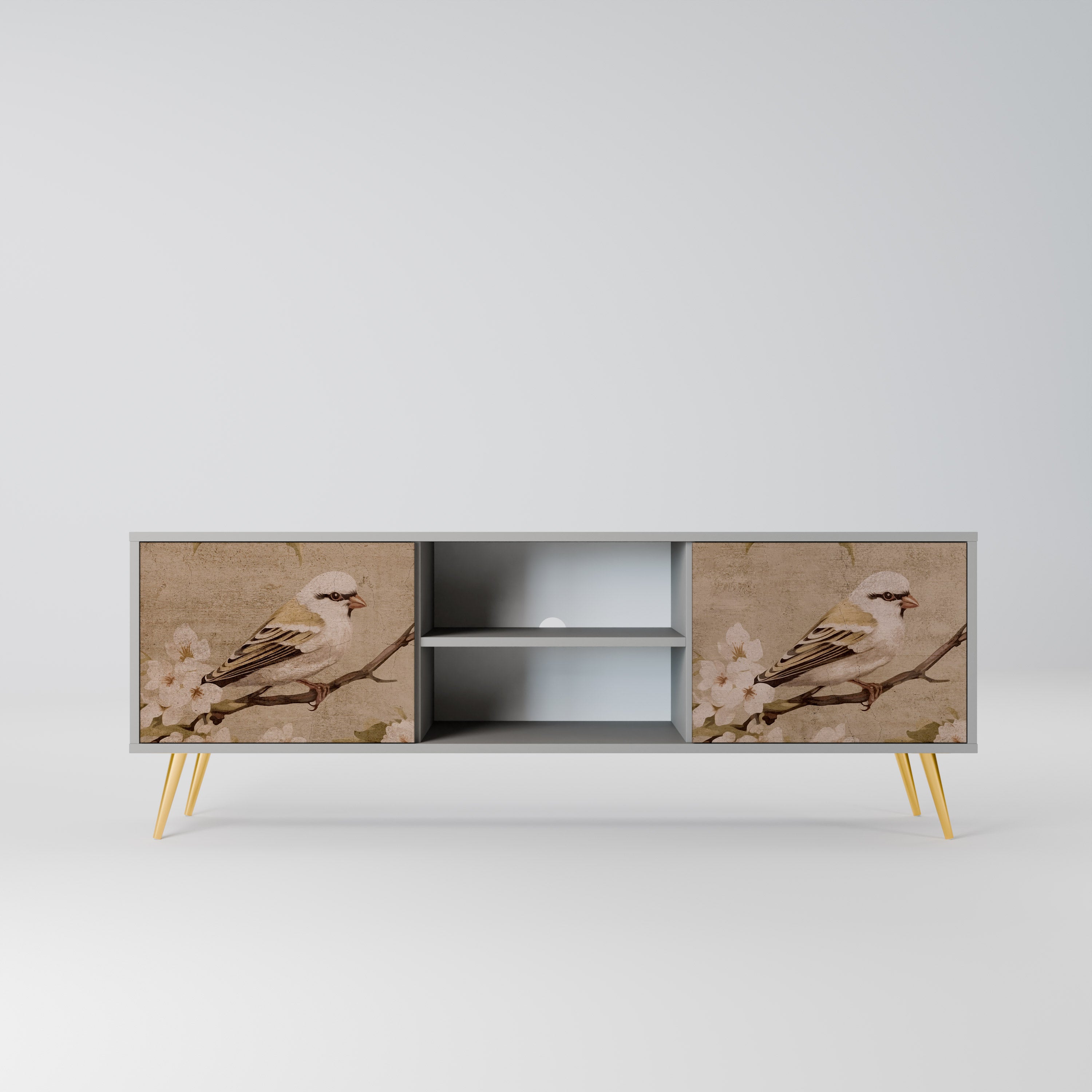 PETAL DISTINGUISH 2-Door TV Stand in Grey Finish