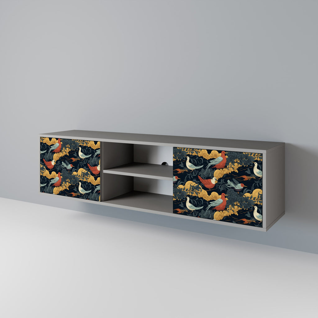 FOWLY DAZE 2-Door TV Stand in Grey Finish