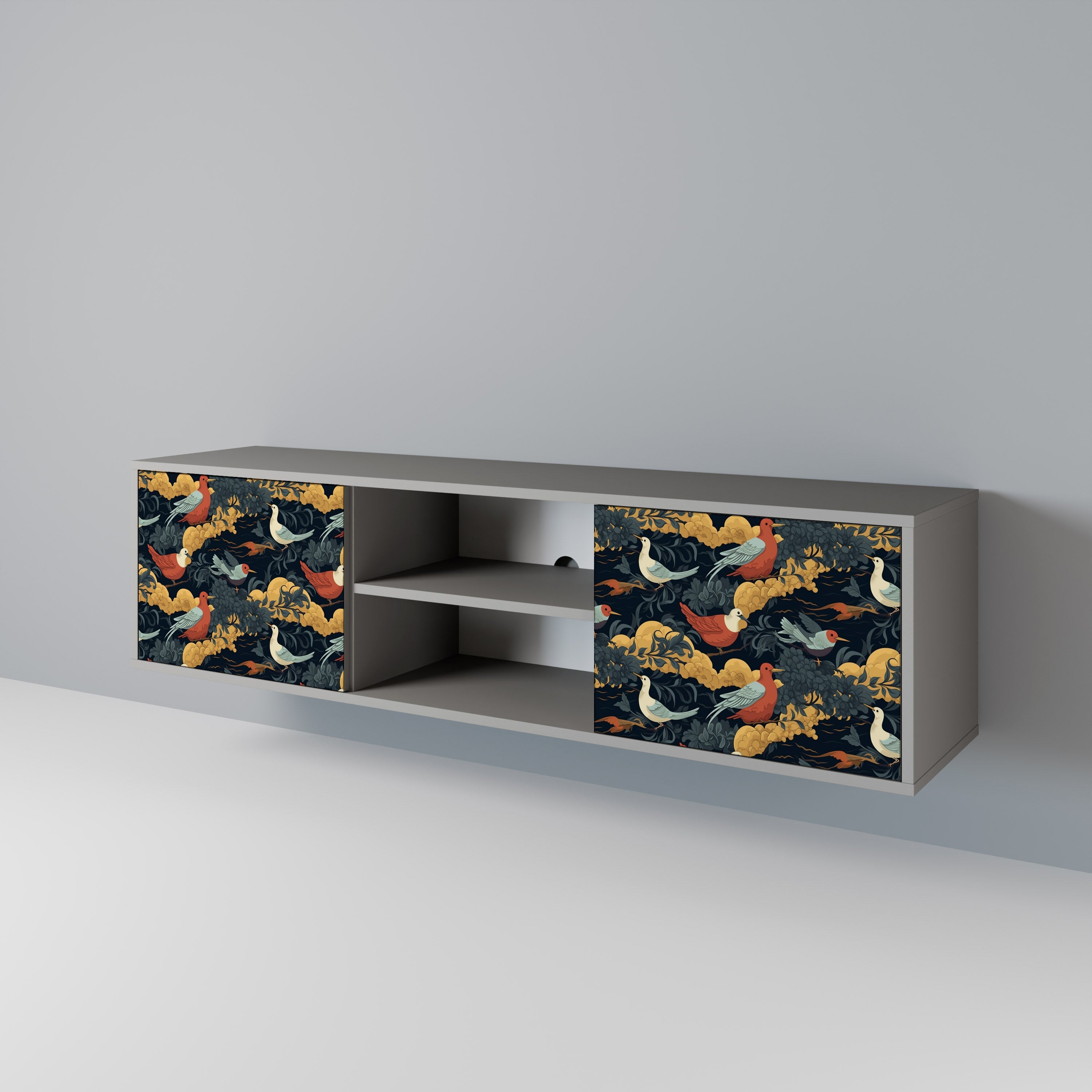 FOWLY DAZE 2-Door TV Stand in Grey Finish