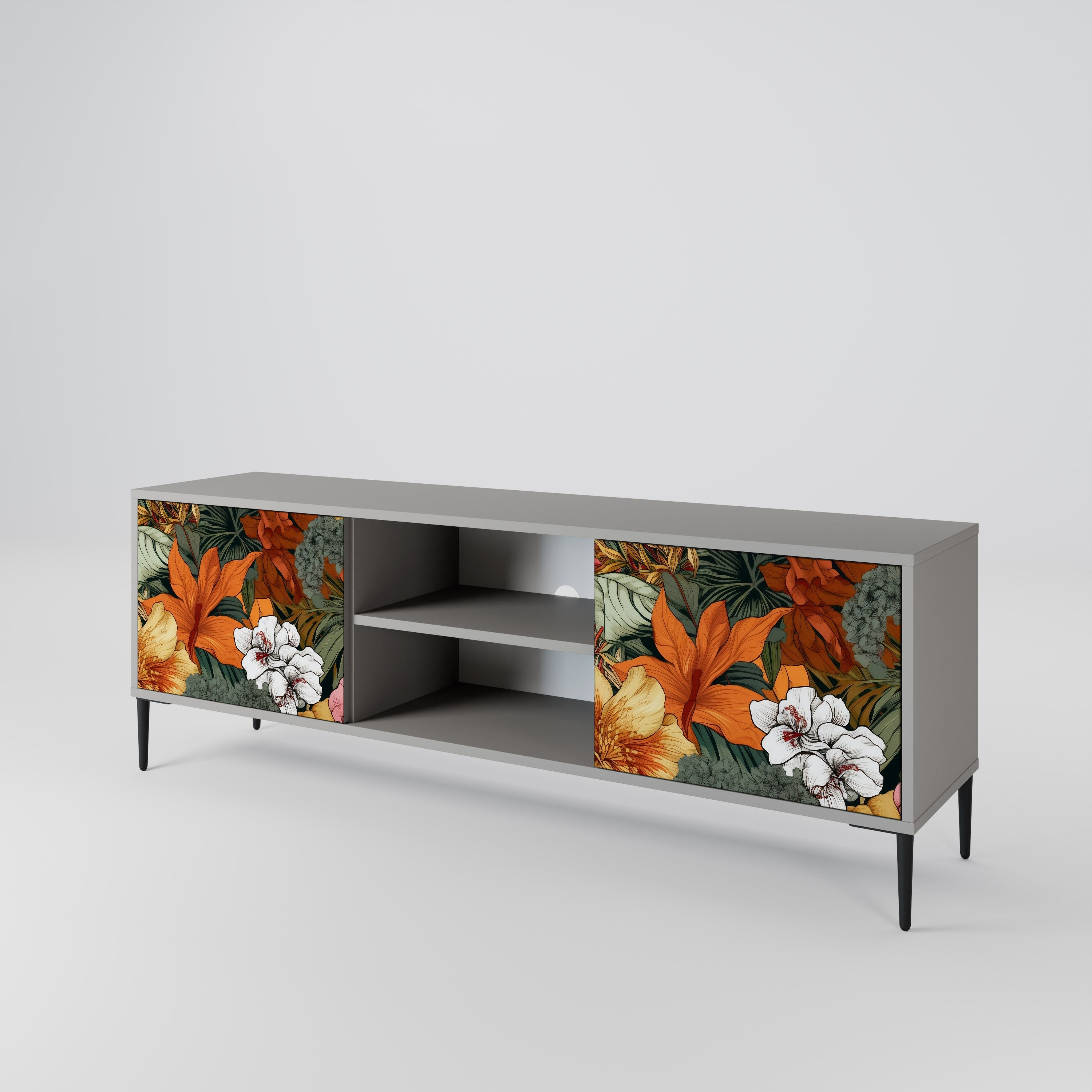 RADIANT FLORA 2-Door TV Stand in Grey Finish