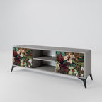 BOTANICAL EMERGENCE 2-Door TV Stand in Grey Finish