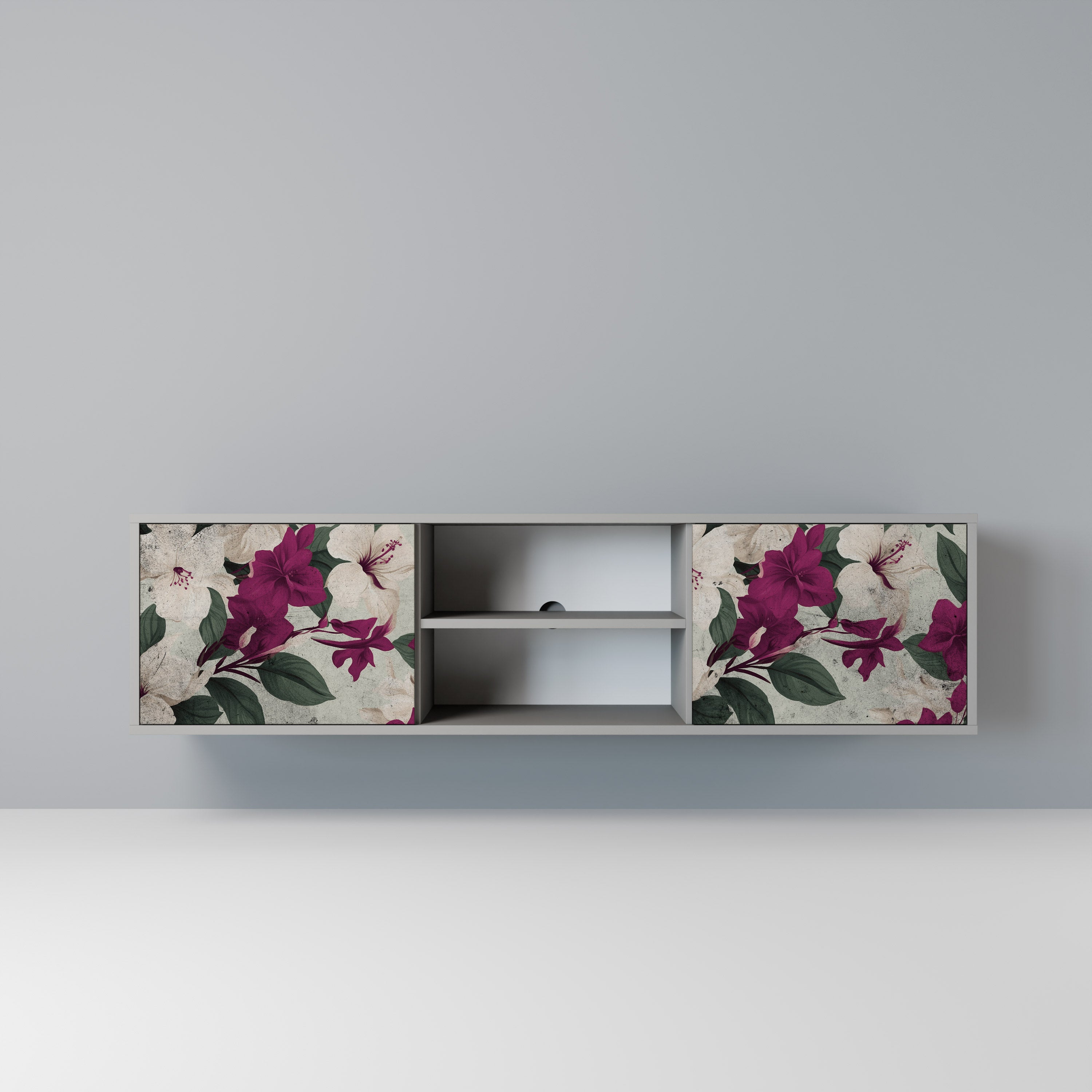 FLOWERET DREAM 2-Door TV Stand in Grey Finish