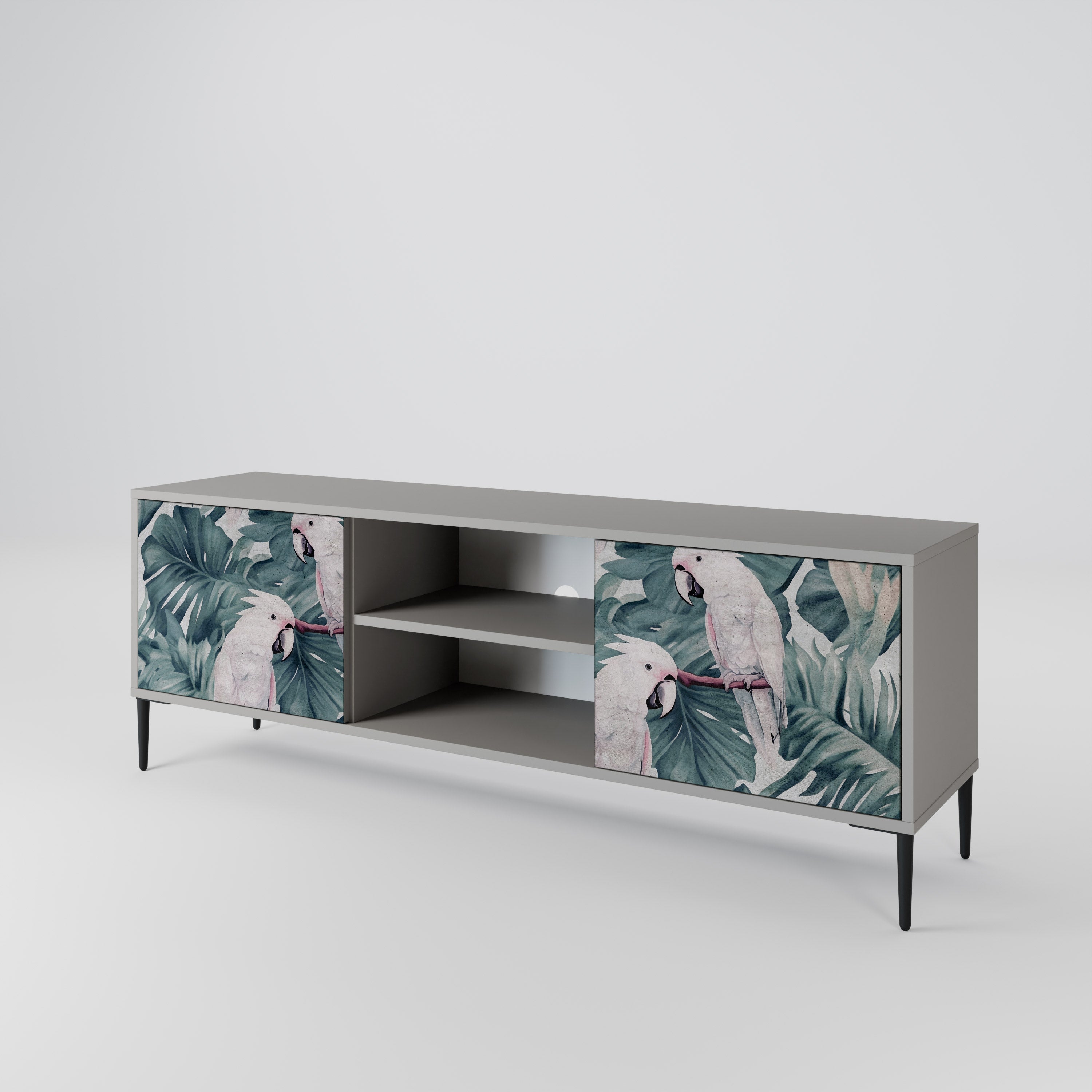 POPINJAY LOOK 2-Door TV Stand in Grey Finish