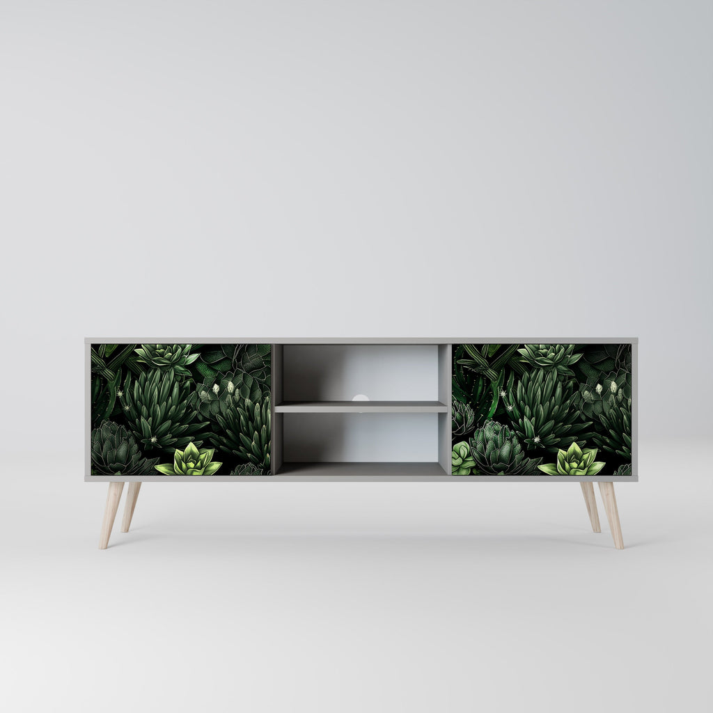 SUCCULENT JUNGLE 2-Door TV Stand in Grey Finish