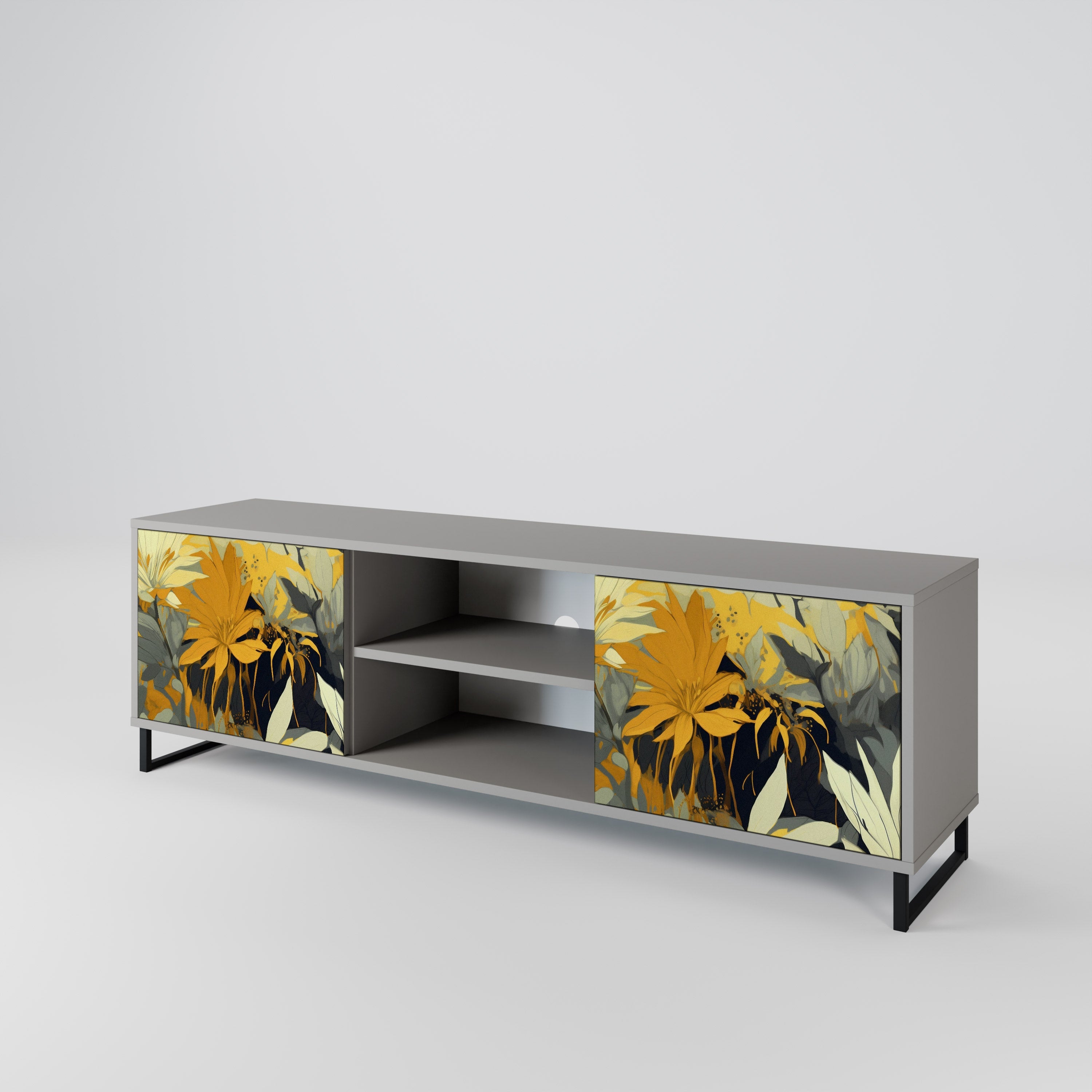 SUNKISSED LILY 2-Door TV Stand in Grey Finish