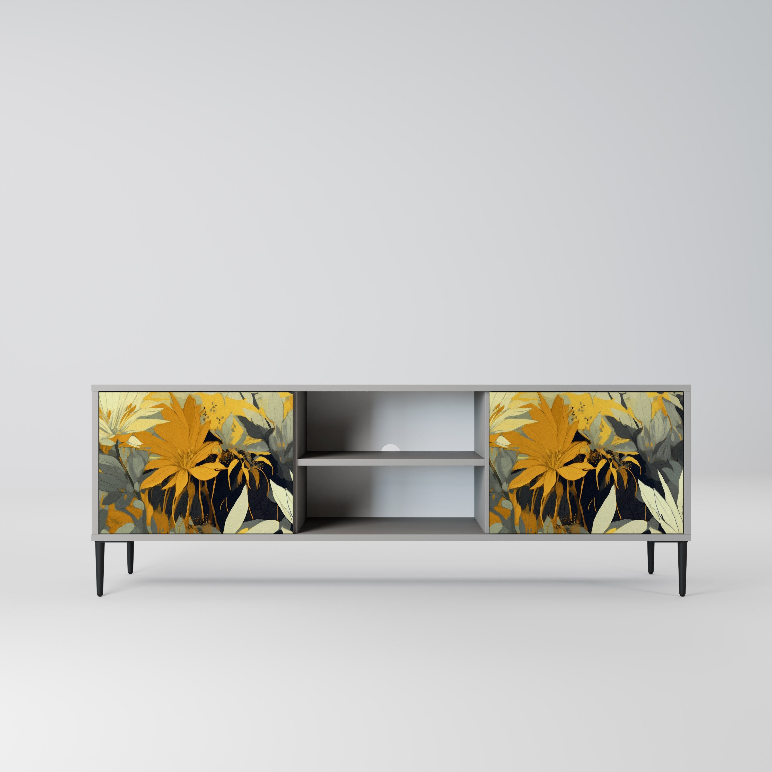 SUNKISSED LILY 2-Door TV Stand in Grey Finish
