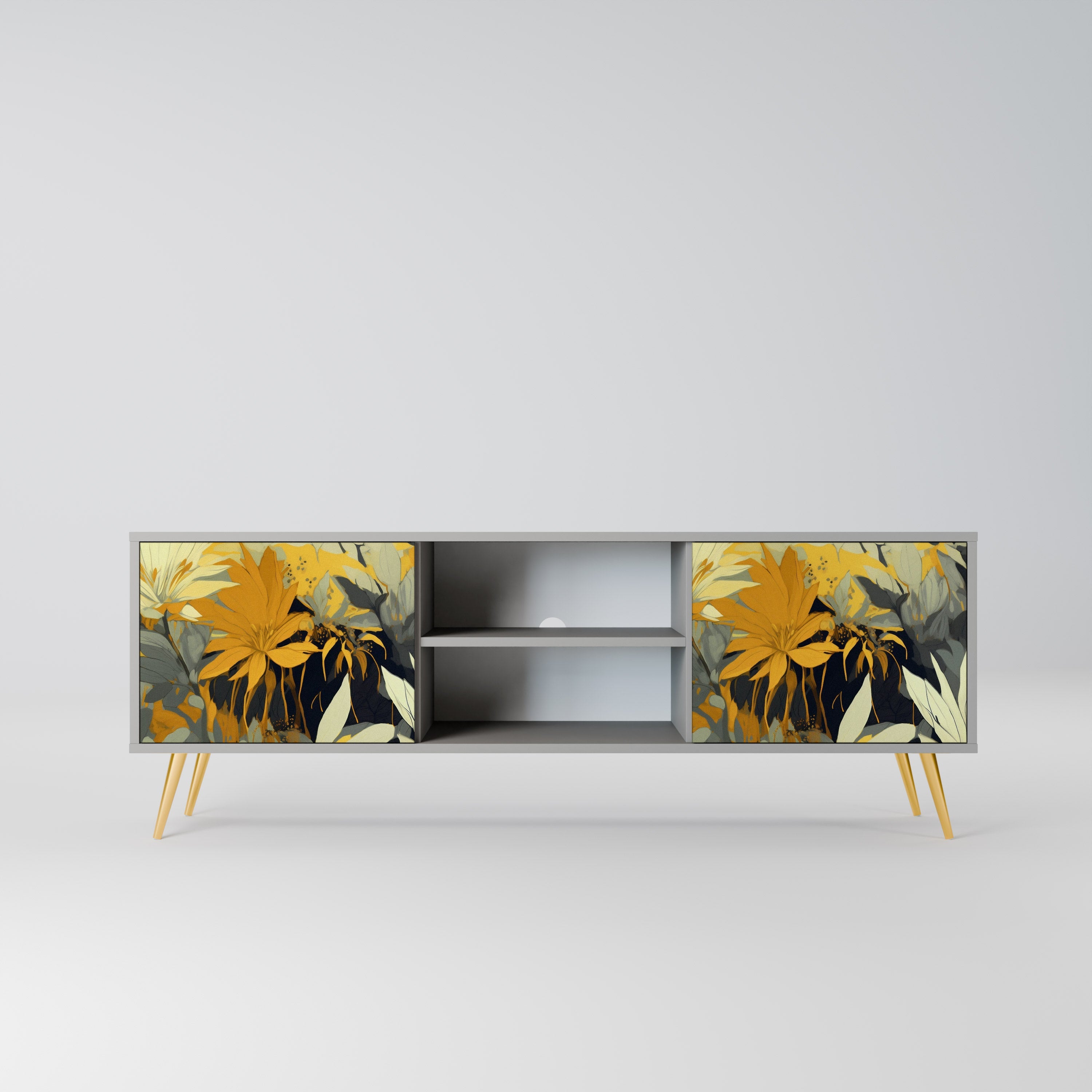 SUNKISSED LILY 2-Door TV Stand in Grey Finish