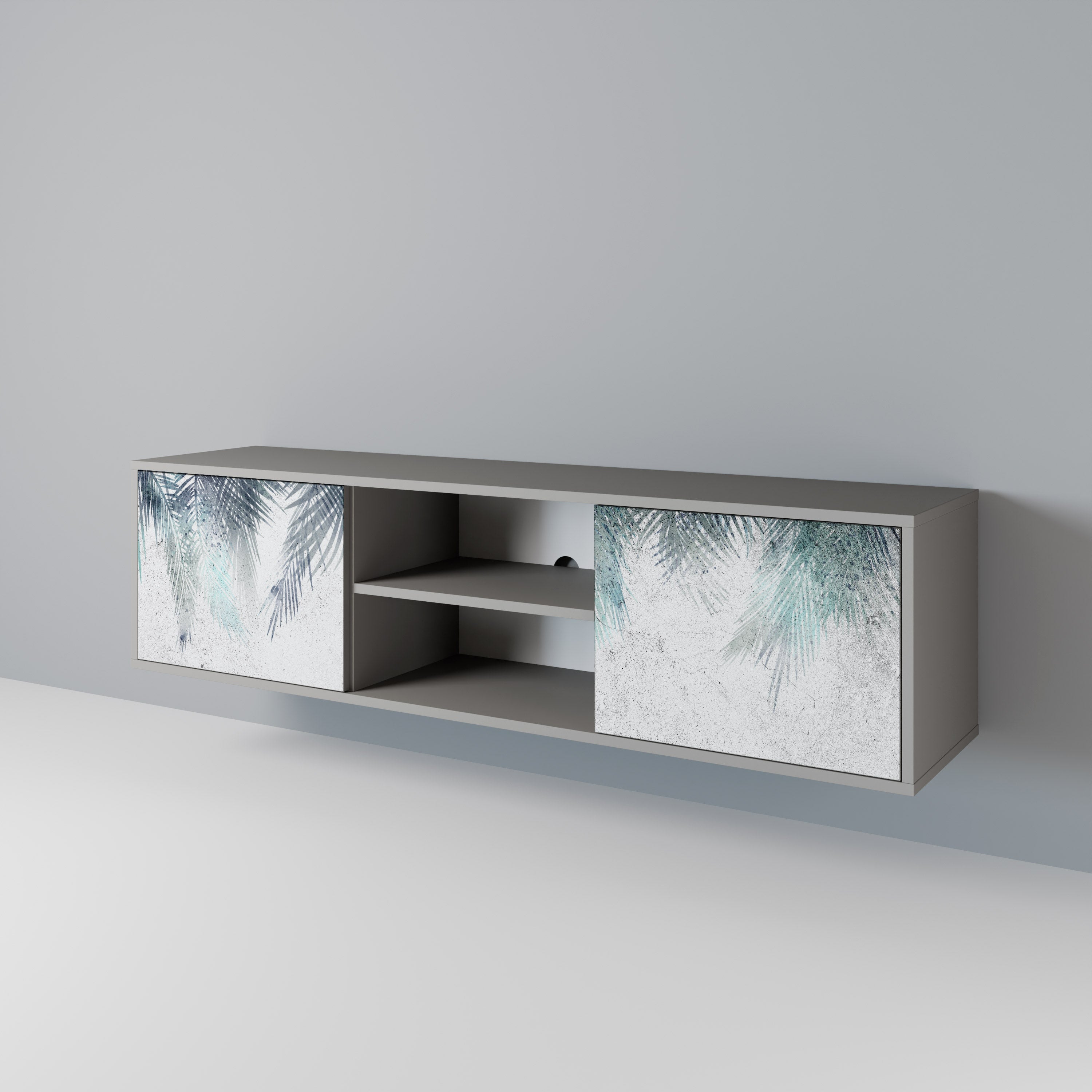 PALM VEIL 2-Door TV Stand in Grey Finish