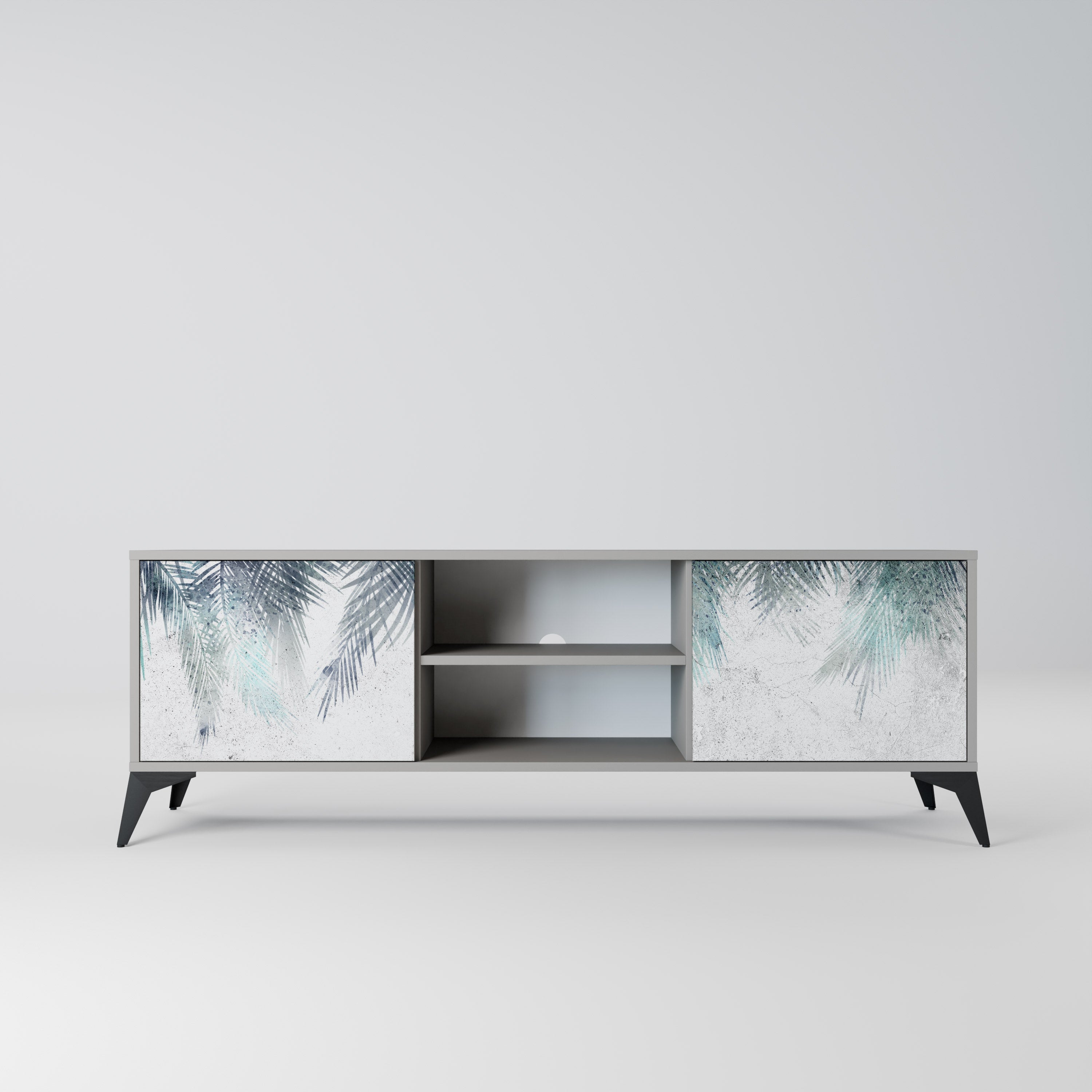 PALM VEIL 2-Door TV Stand in Grey Finish