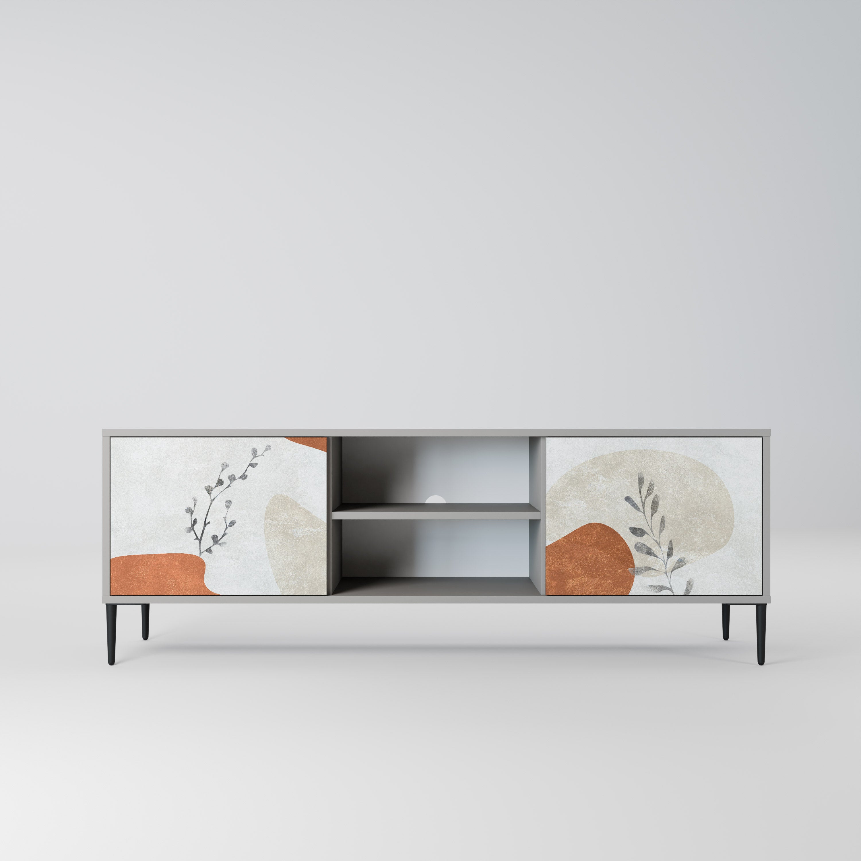 TRANQUIL TWIG 2-Door TV Stand in Grey Finish