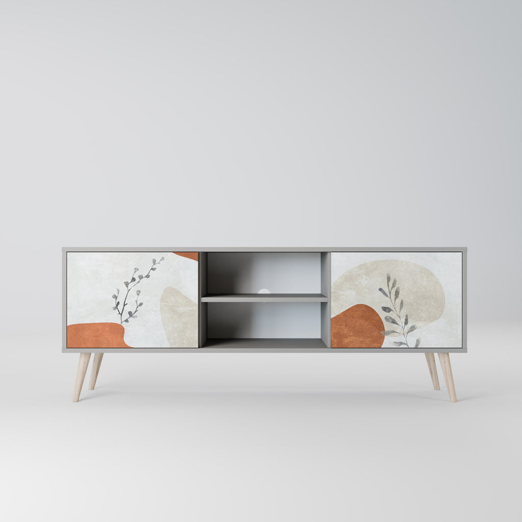 TRANQUIL TWIG 2-Door TV Stand in Grey Finish