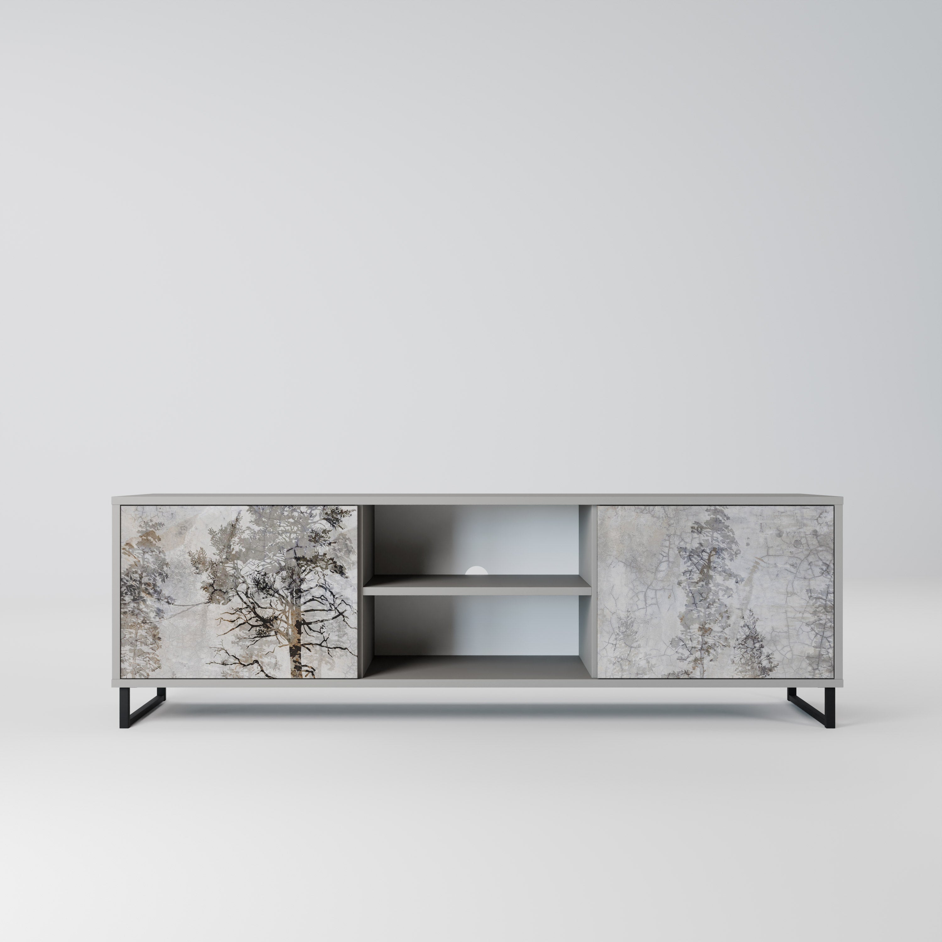 FADE IN THE TREES 2-Door TV Stand in Grey Finish