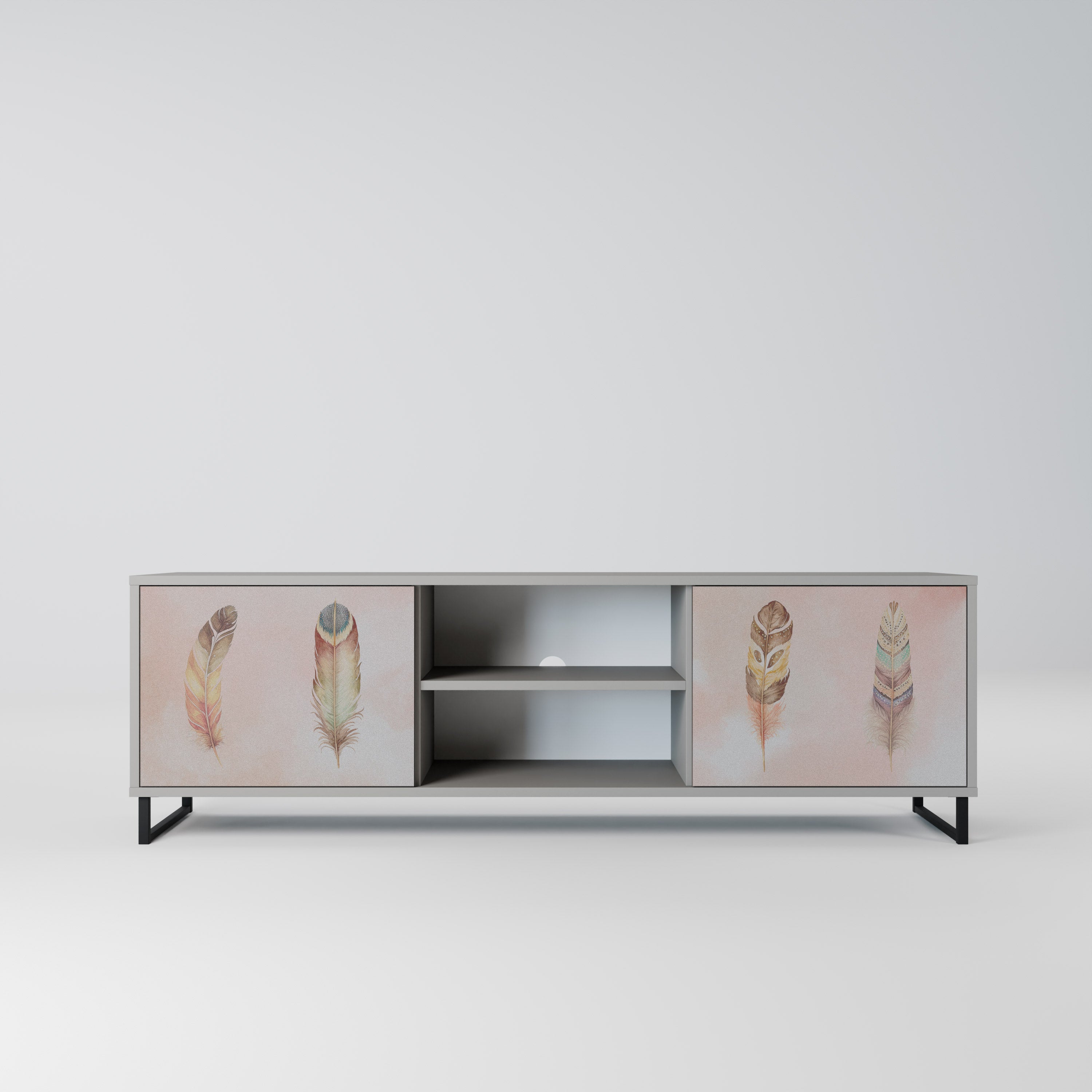 THE DELIQUESCE 2-Door TV Stand in Grey Finish