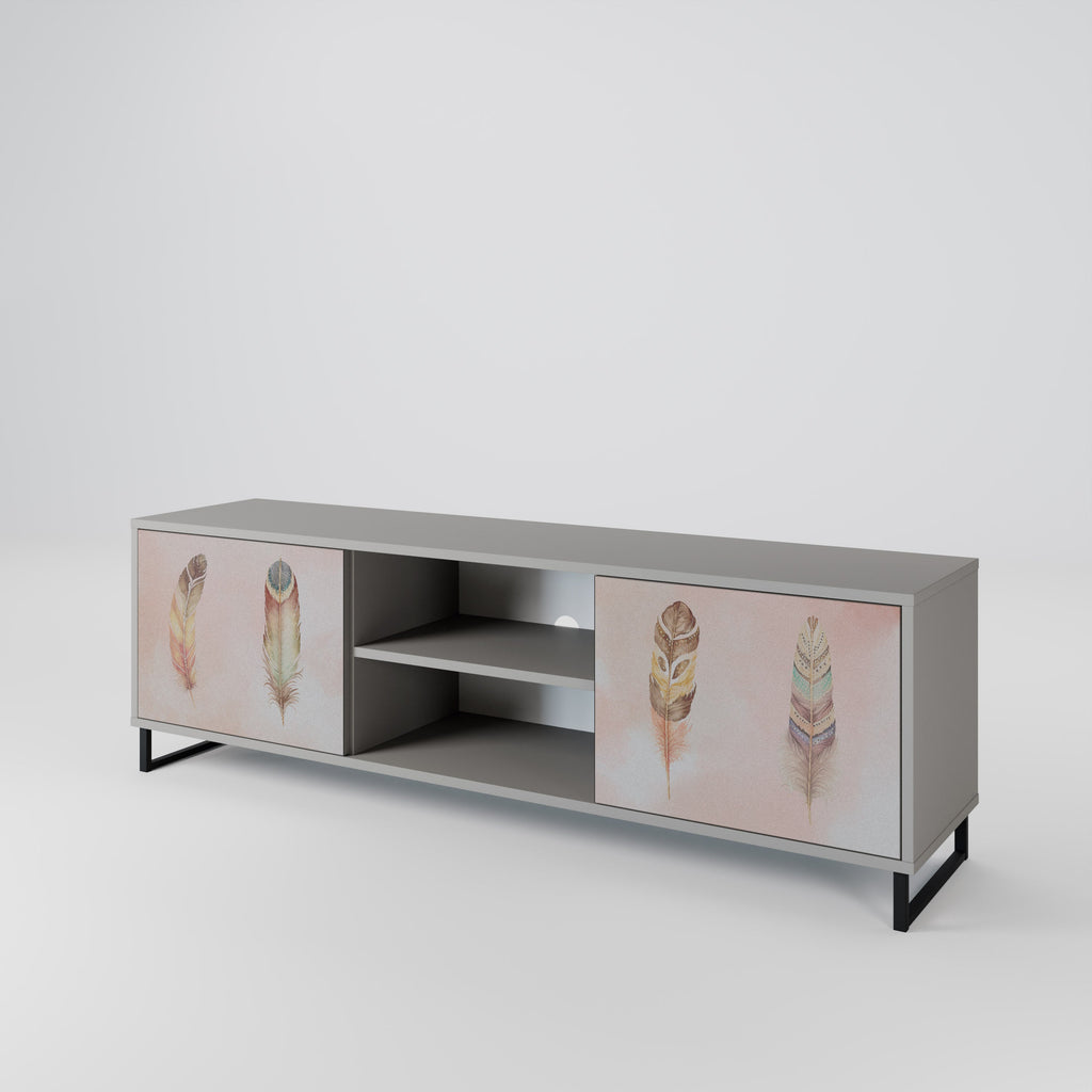 THE DELIQUESCE 2-Door TV Stand in Grey Finish