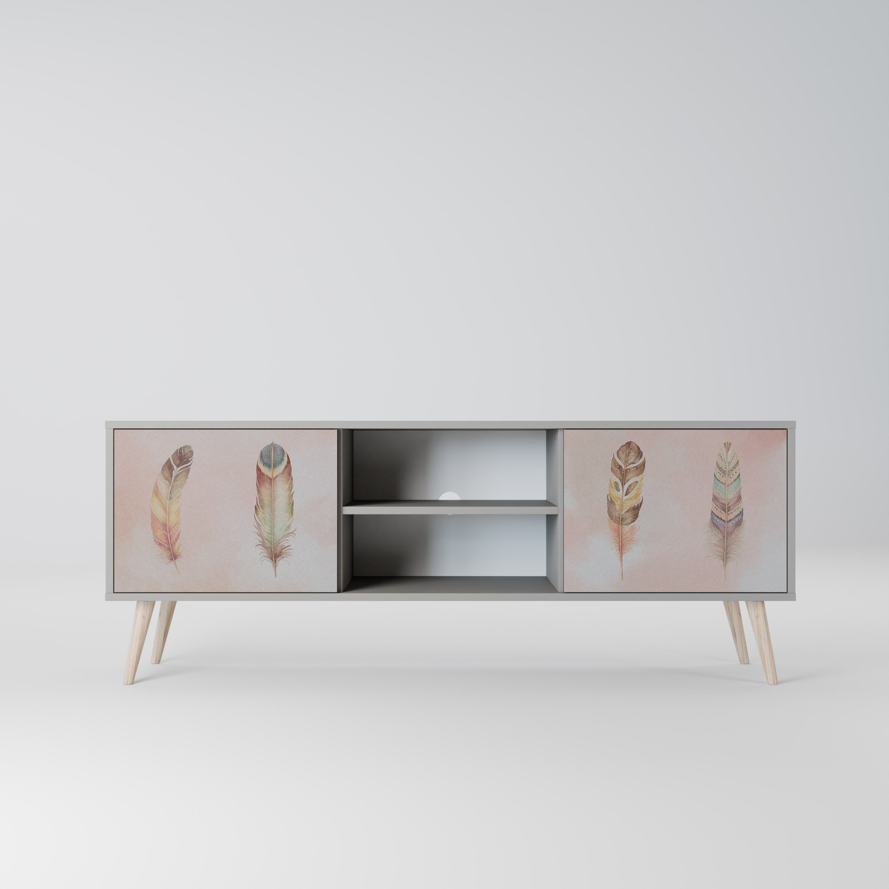 THE DELIQUESCE 2-Door TV Stand in Grey Finish