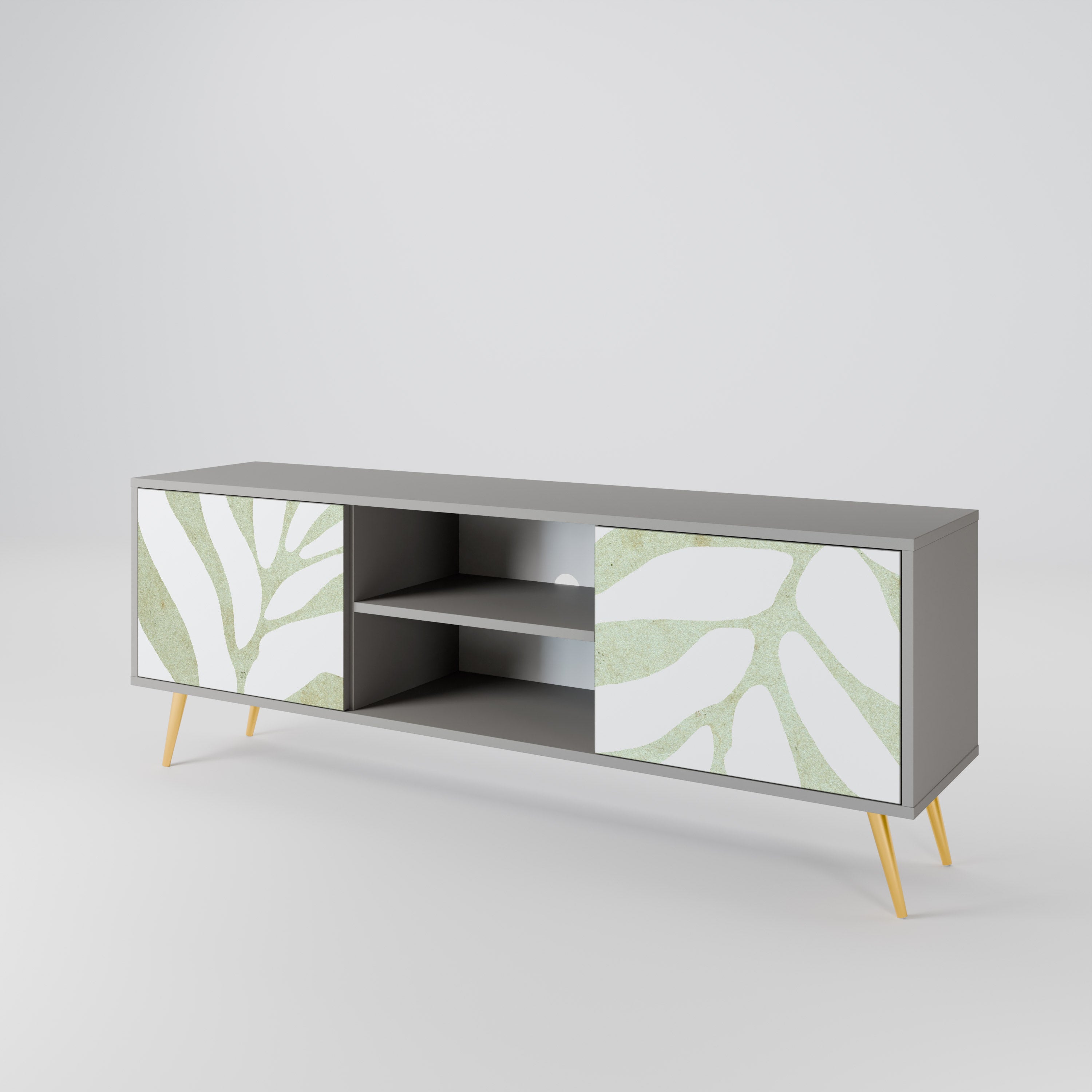 BOTANICAL SPARK 2-Door TV Stand in Grey Finish