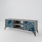 BLUE LEAVES 2-Door TV Stand in Grey Finish