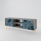 BLUE LEAVES 2-Door TV Stand in Grey Finish