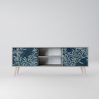 BLUE LEAVES 2-Door TV Stand in Grey Finish