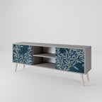 BLUE LEAVES 2-Door TV Stand in Grey Finish