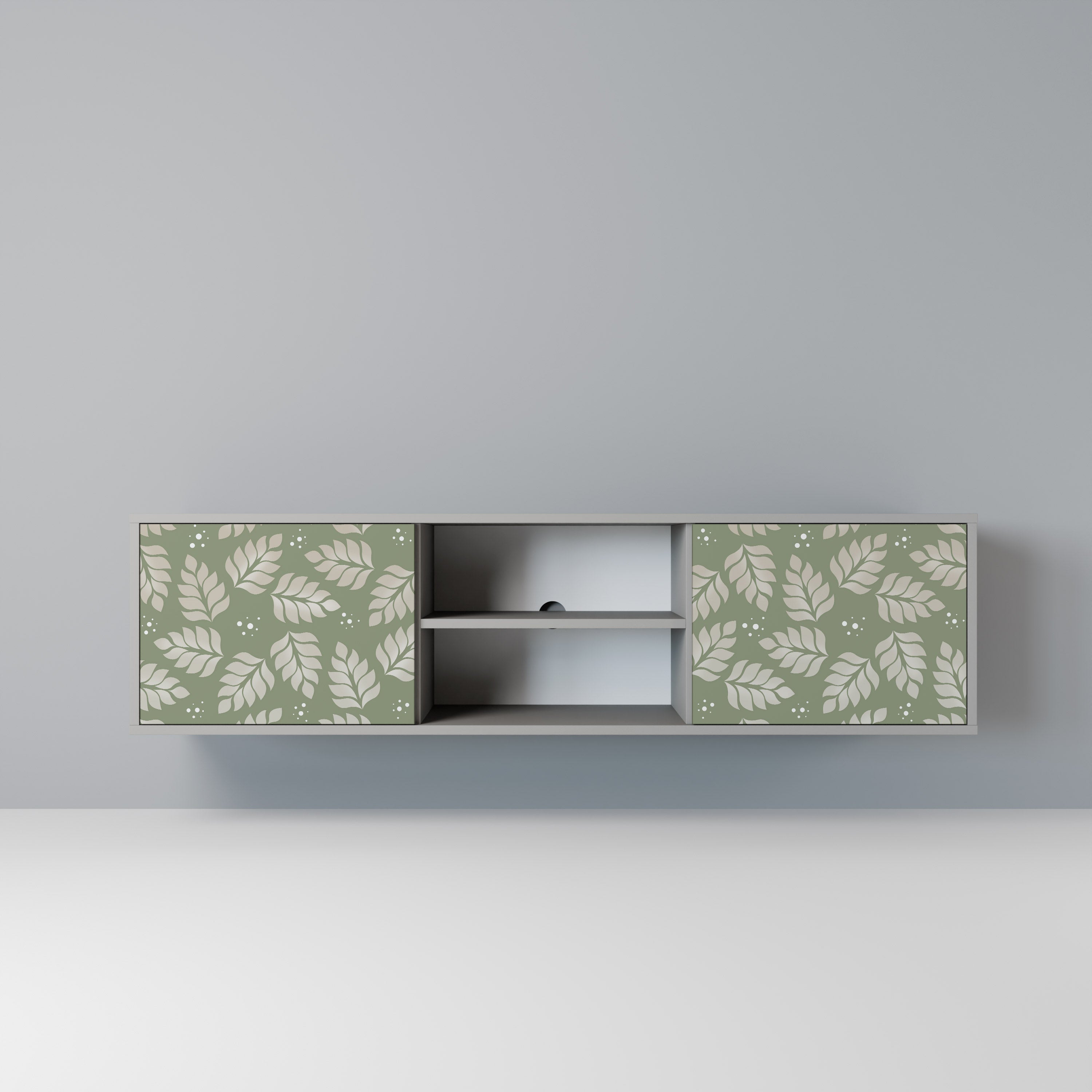 LEAVES ON GREEN 2-Door TV Stand in Grey Finish