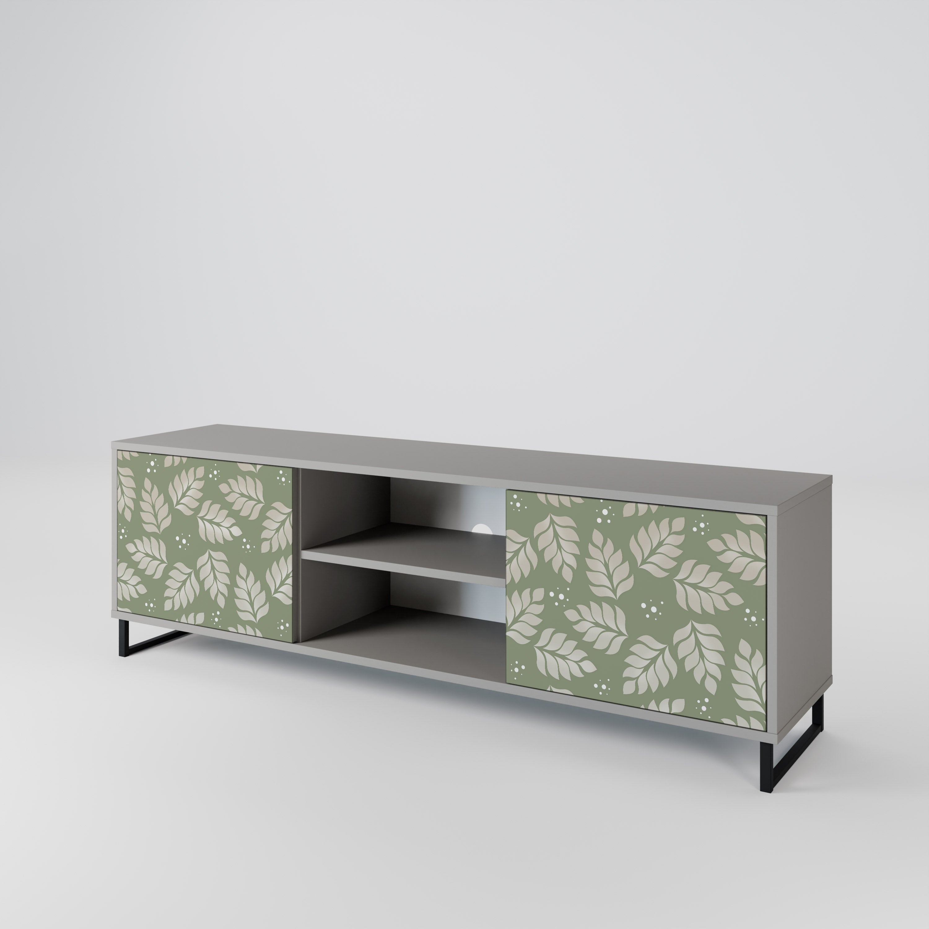 LEAVES ON GREEN 2-Door TV Stand in Grey Finish