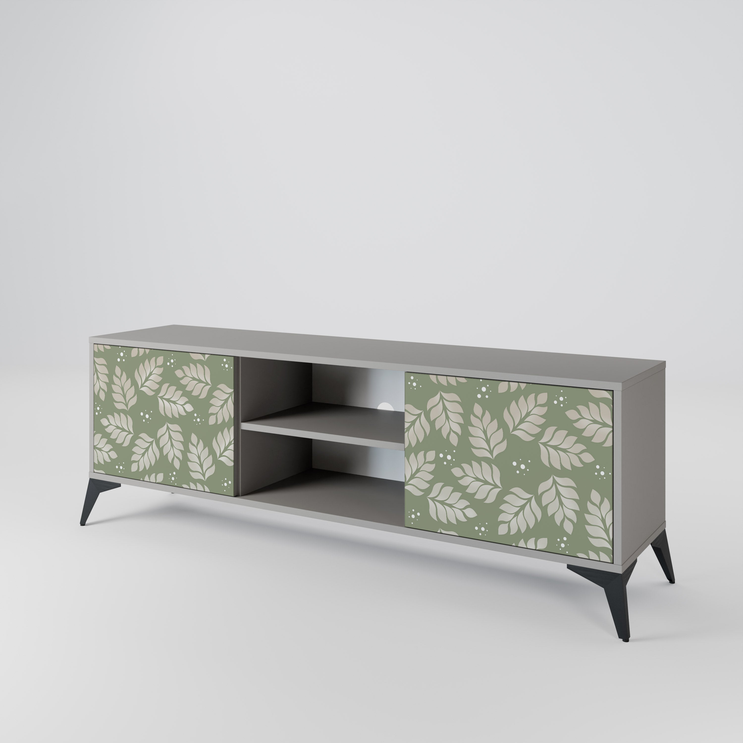 LEAVES ON GREEN 2-Door TV Stand in Grey Finish