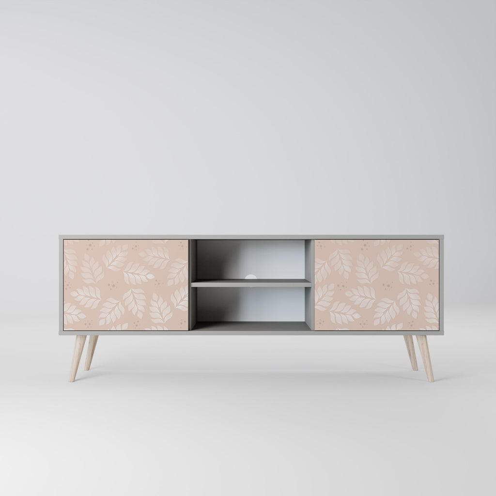 LEAVES ON BEIGE 2-Door TV Stand in Grey Finish