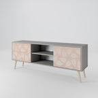 LEAVES ON BEIGE 2-Door TV Stand in Grey Finish